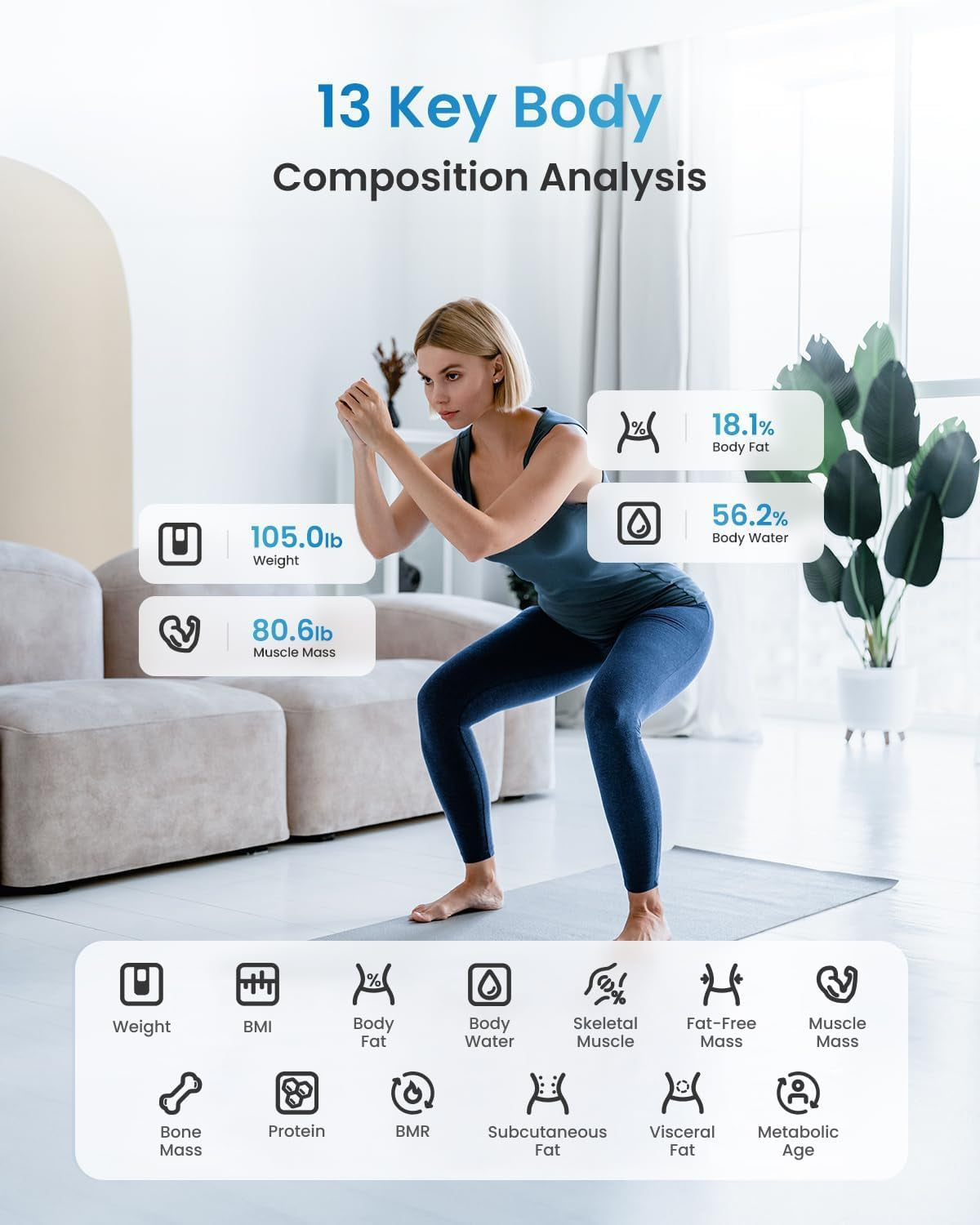 RENPHO Slimme Weegschaal - Bluetooth & App - Zwart